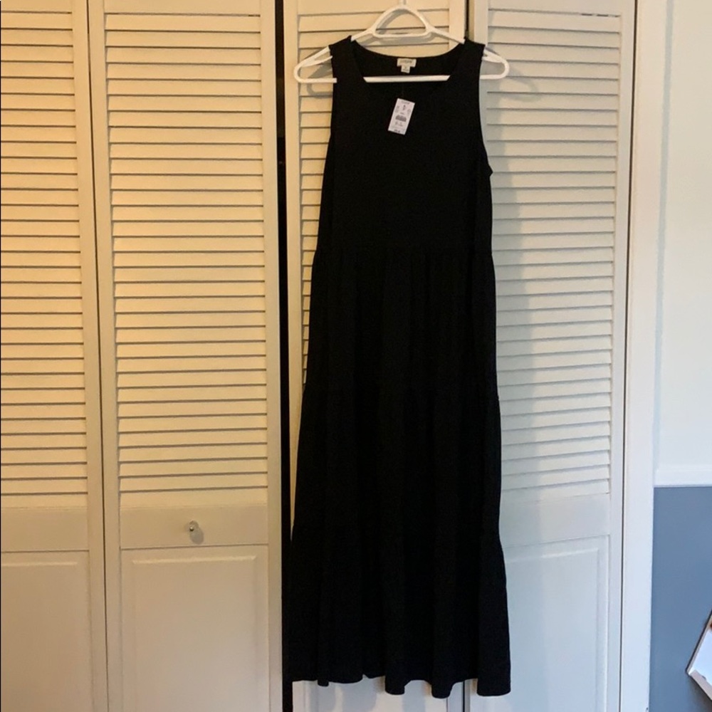 J. Crew Factory black tiered maxi dress